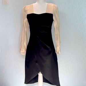 Koko Super Black Cream Ruffle Dress